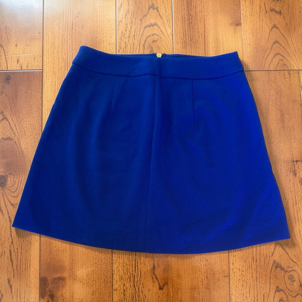 NWT Express Sz 6 Royal Blue A-Line Skirt Gold Full Zipper Office Work Modern